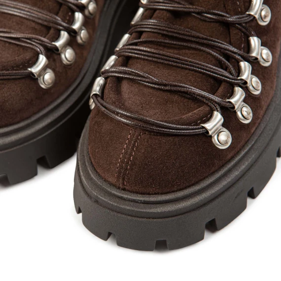 Cocoa-colored suede lace-up shoes