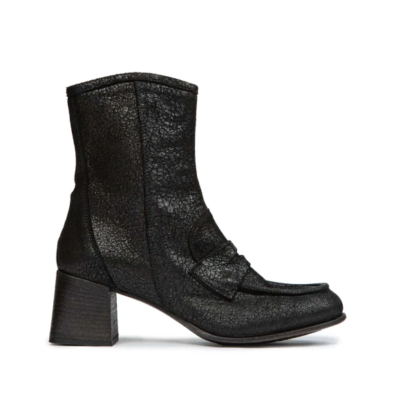 Stivaletto con ghetta in pelle nera