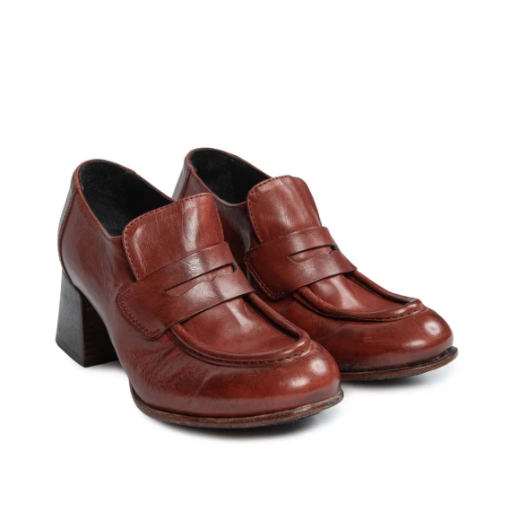 Stivaletto con tacco in pelle marrone Ernesto Dolani