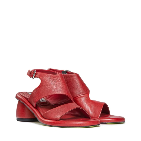 Red leather heeled sandal Ernesto Dolani