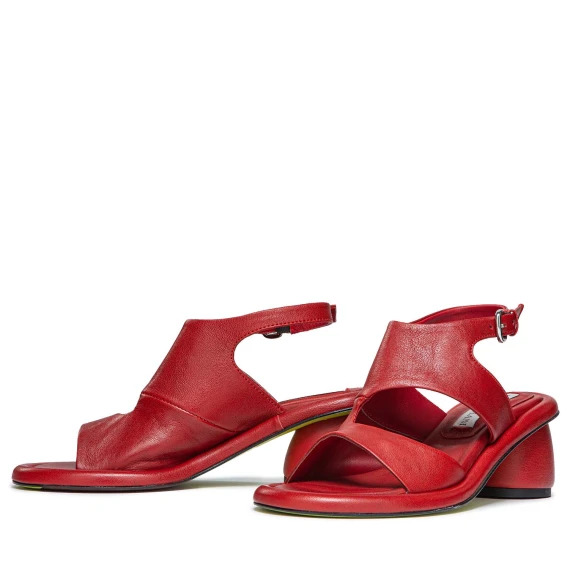Red leather heeled sandal Ernesto Dolani
