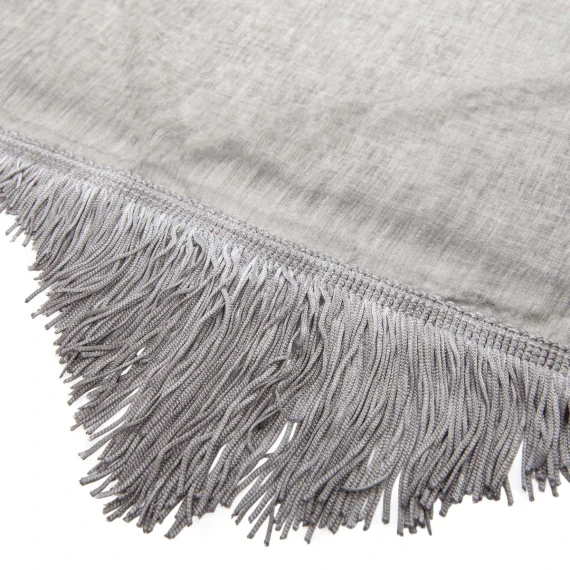 gray fringed scarf