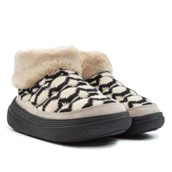 stivaletti FAMI in shearling beige e nero Flower Mountain