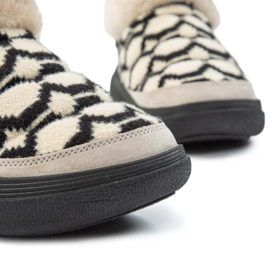 stivaletti FAMI in shearling beige e nero Flower Mountain