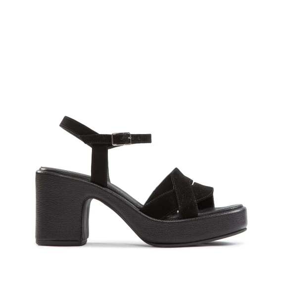 sandali incrocio in camoscio nero