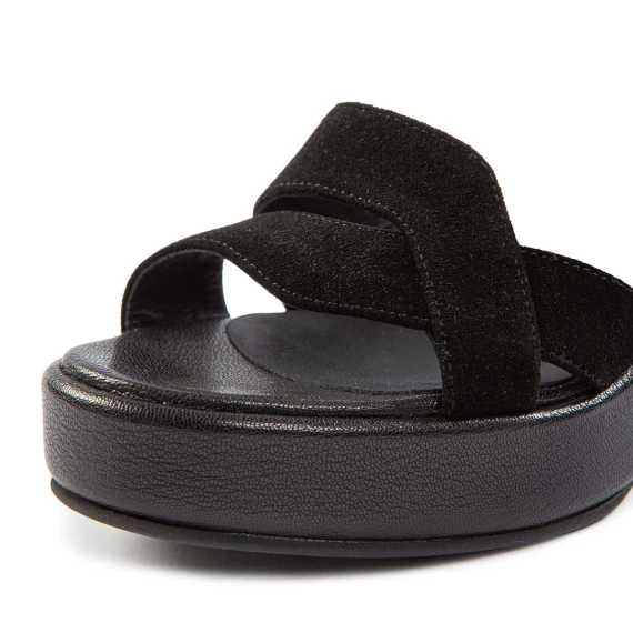 sandali incrocio in camoscio nero