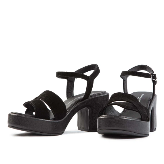 sandali incrocio in camoscio nero