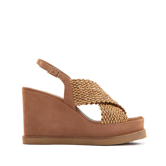 zeppa alta incrocio raffia beige