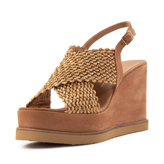zeppa alta incrocio raffia beige
