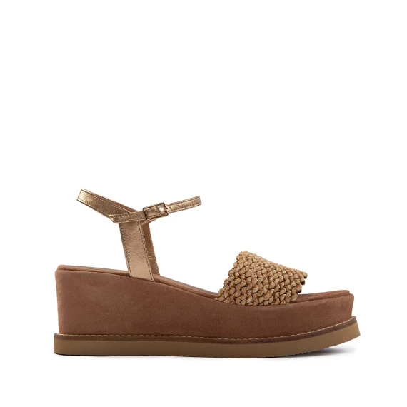 zeppa bassa raffia cuoio