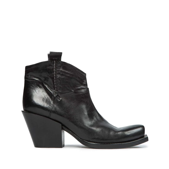 Stivaletto texano in pelle nera