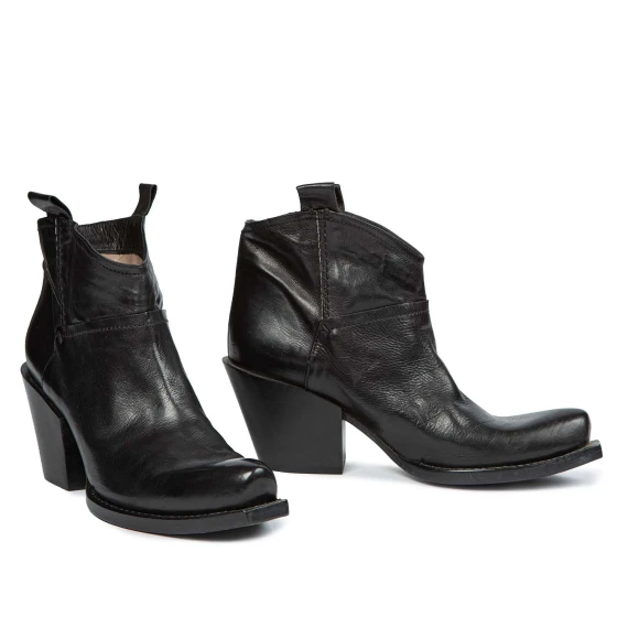 Stivaletto texano in pelle nera gianni bravo