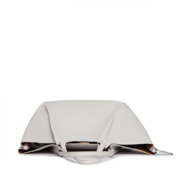 shopper DUA large in pelle bianca