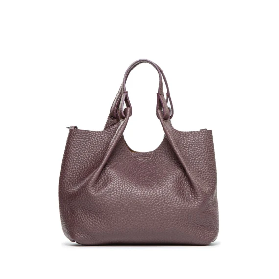 shopper DUA media in pelle plum