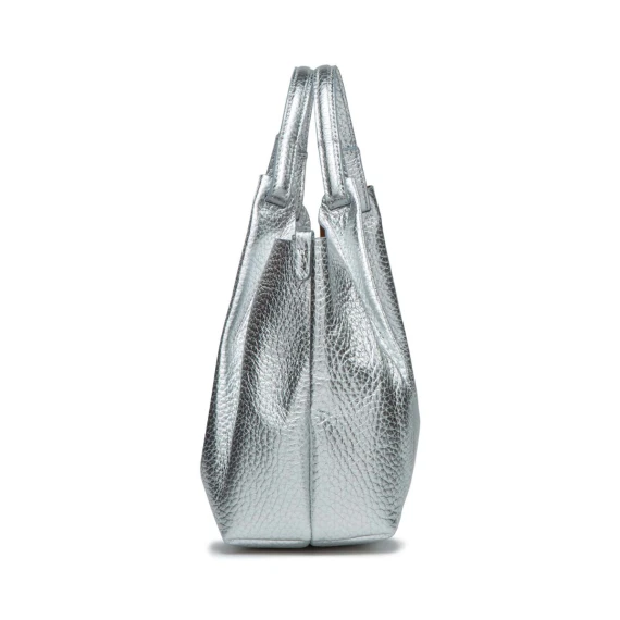 shopper DUA media in pelle argento