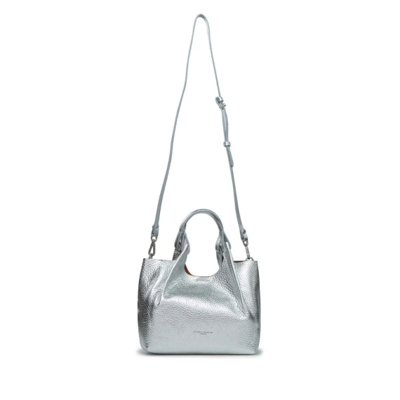 shopper DUA media in pelle argento