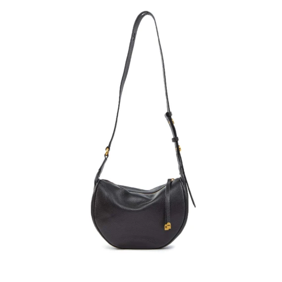 CHARLOTTE one-shoulder black leather