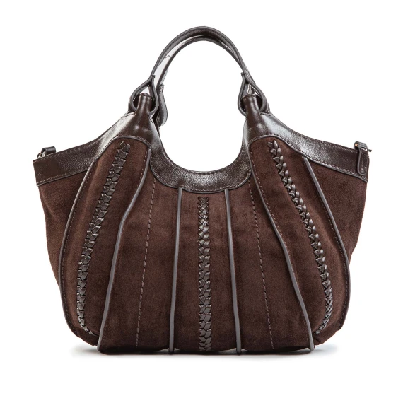 shopper DUA media pelle e camoscio marrone