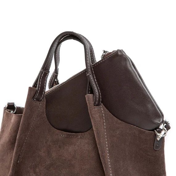 DUA Medium Mocha Suede Tote Bag
