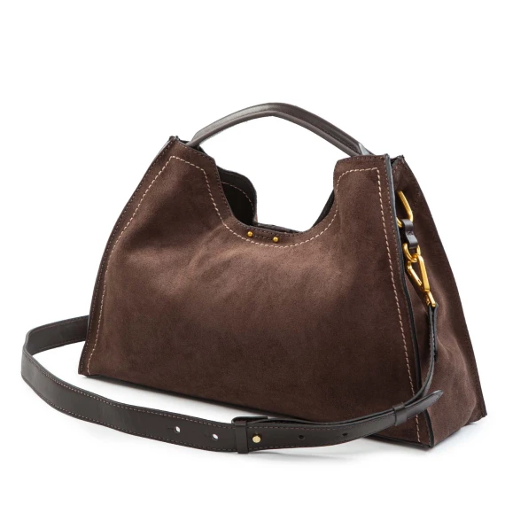 AURORA single-shoulder bag in mocha suede Gianni Chiarini