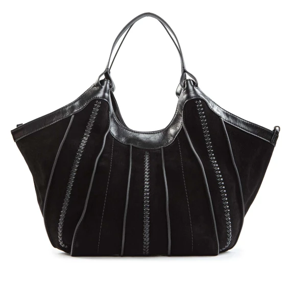 DUA Medium Black Leather and Suede Tote Bag Gianni Chiarini