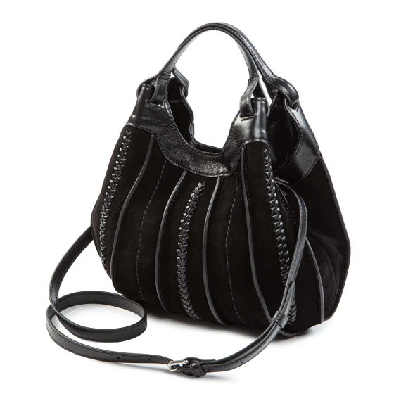 DUA Medium Black Leather and Suede Tote Bag Gianni Chiarini
