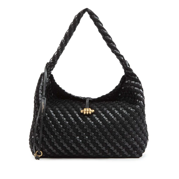 AURELIE single-shoulder bag in black woven leather Gianni Chiarini