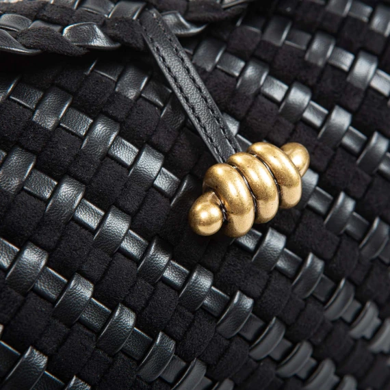 AURELIE single-shoulder bag in black woven leather Gianni Chiarini