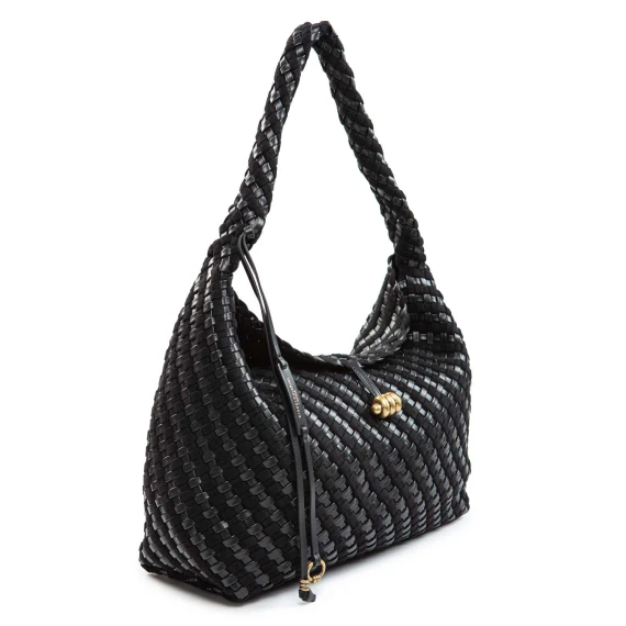 AURELIE single-shoulder bag in black woven leather Gianni Chiarini