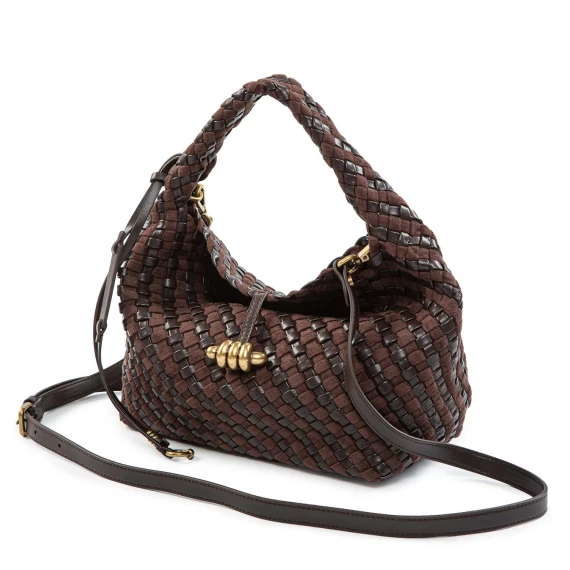 monospalla AURELIE Small pelle intrecciata marrone Gianni Chiarini