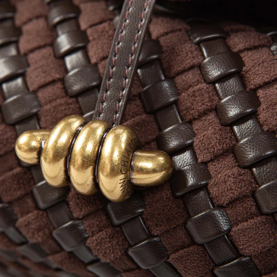 monospalla AURELIE Small pelle intrecciata marrone Gianni Chiarini