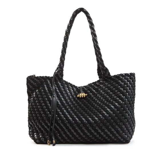 AURELIE shopper in black woven leather Gianni Chiarini