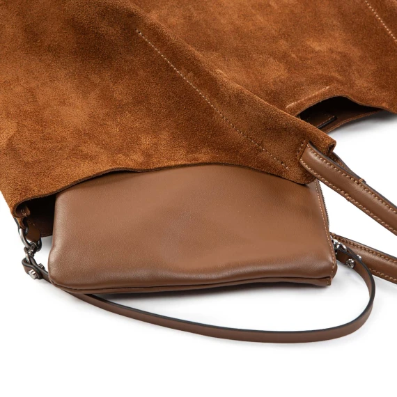 DUA Medium Shopper in Cognac Suede Gianni Chiarini