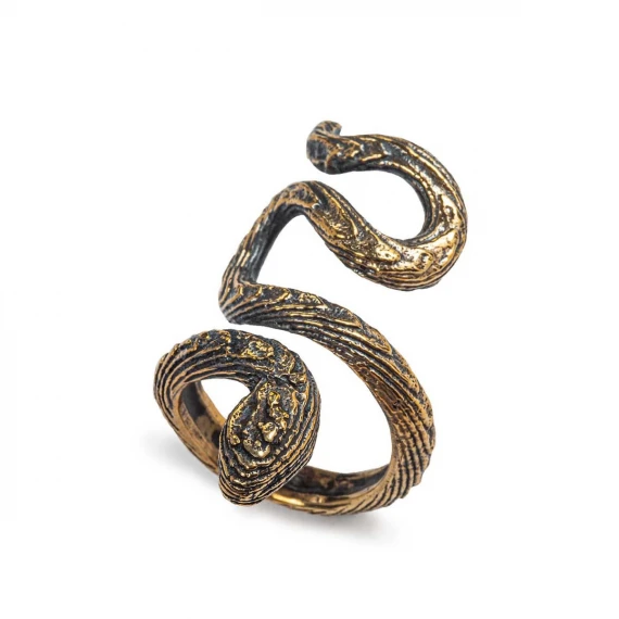 anello con serpente in bronzo