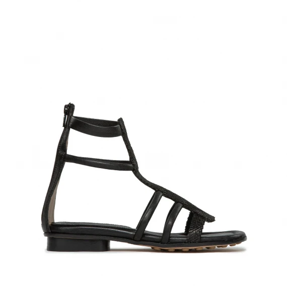 sandali Gladietor in pelle nera