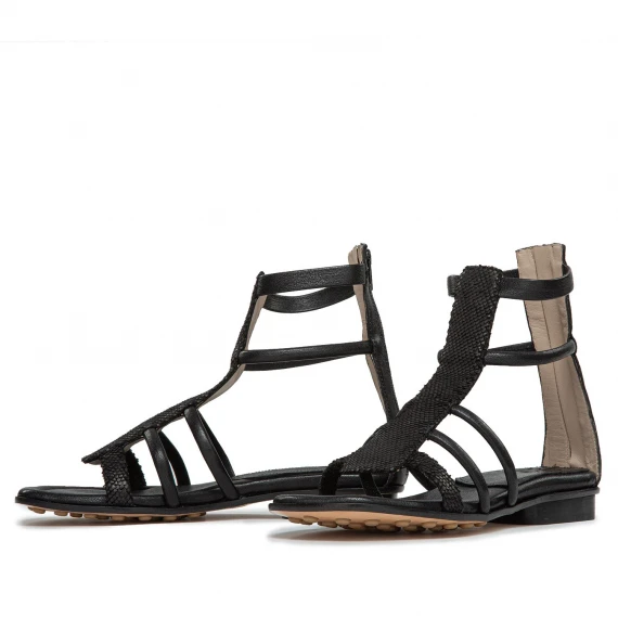 sandali Gladietor in pelle nera