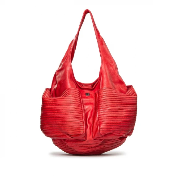 shopping bag in pelle rossa