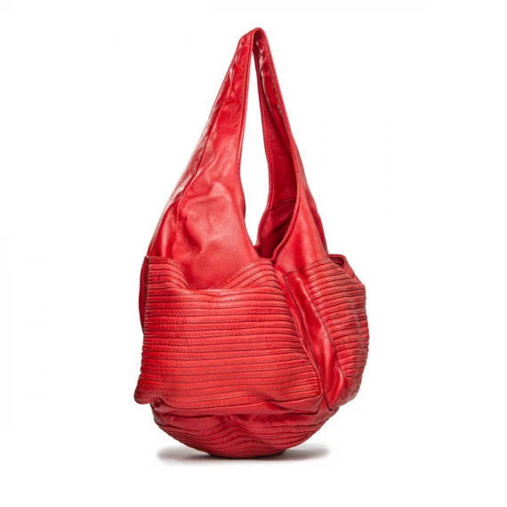 shopping bag in pelle rossa