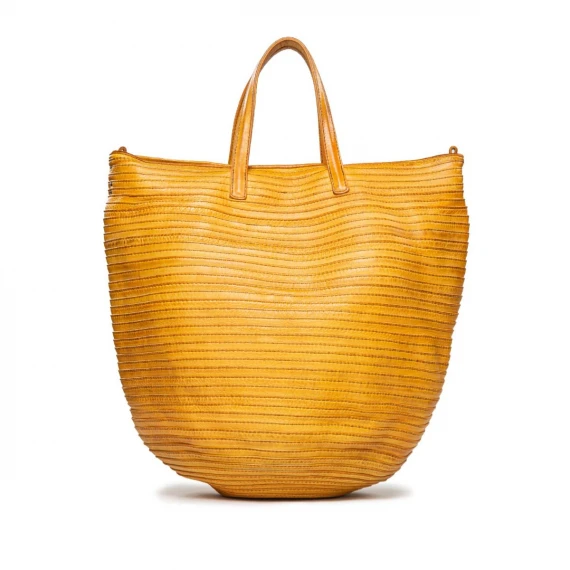 shopper doppio manico giallo mostarda