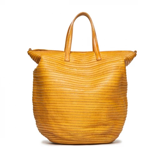 shopper doppio manico giallo mostarda