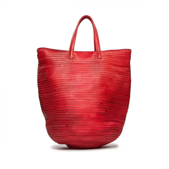 shopper in pelle rossa