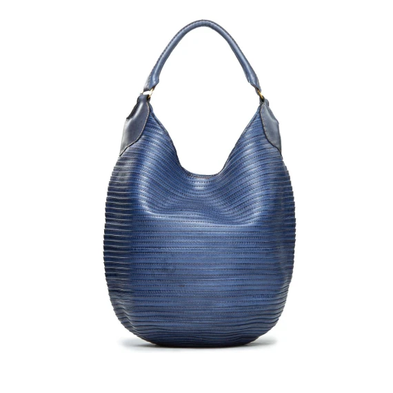 monospalla in pelle blu inchiostro