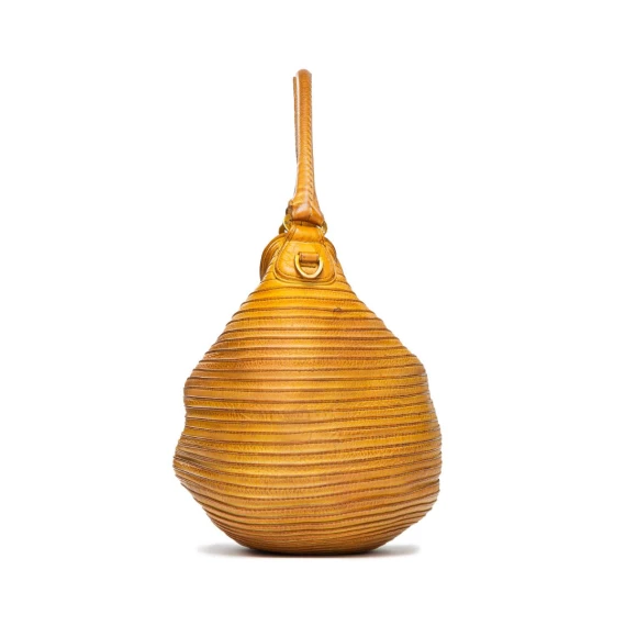 secchiello con cerniera in pelle argilla