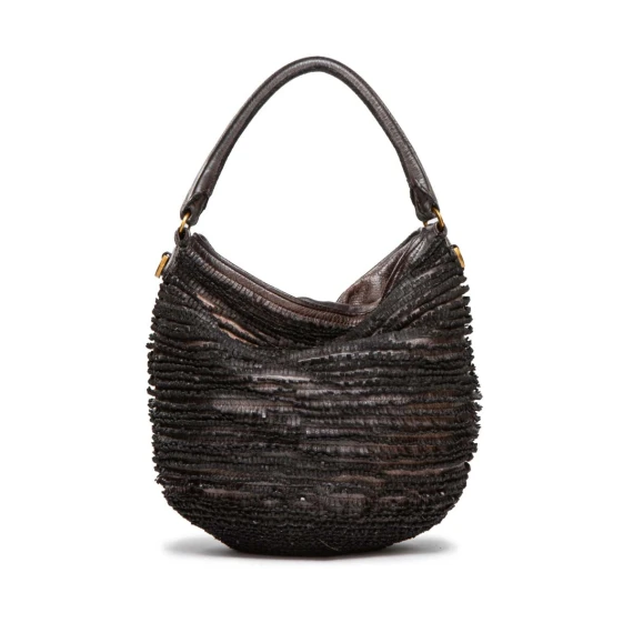 secchiello frange in pelle extracioccolato