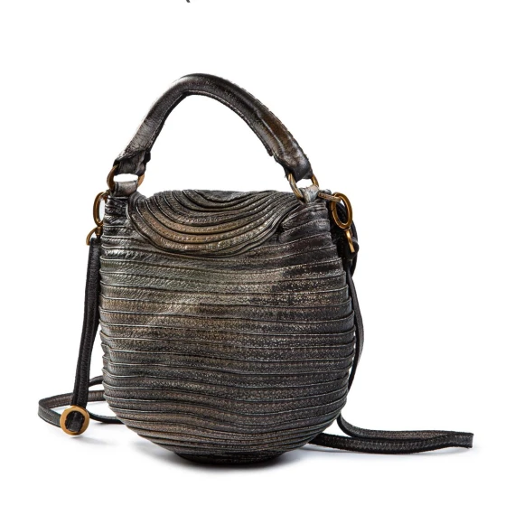 tracolla in pelle grigia