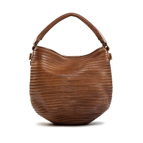 secchiello zip around in pelle ambra