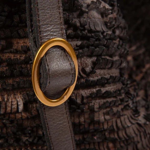 shopper con frange in pelle extracioccolato