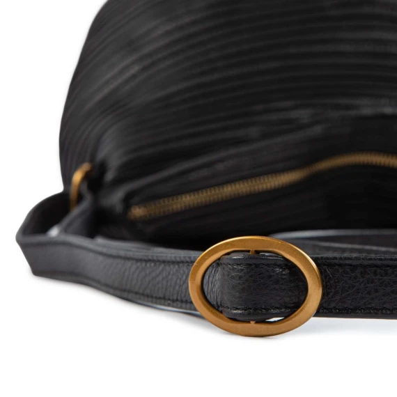 tracolla large in pelle nera