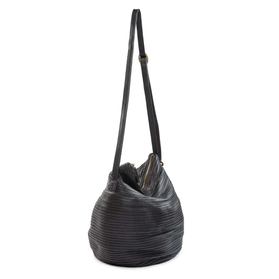 tracolla large in pelle nera