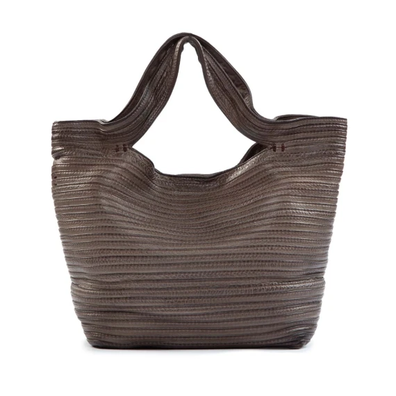 shopper TRAPEZIO in pelle fango